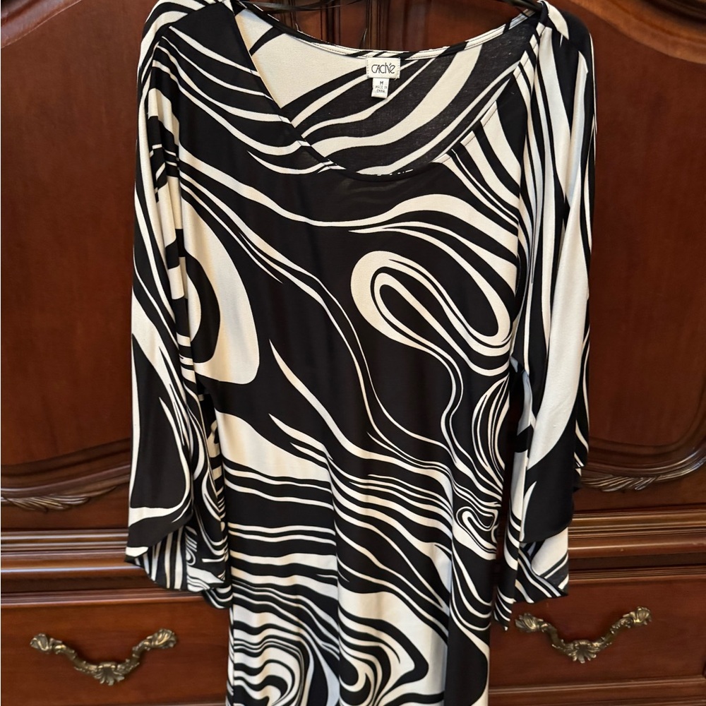 Cache Black and Cream Abstract dress